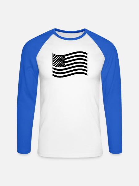 Flagge der Vereinigten Staaten - Unisex Baseballshirt langarm - Weiß/Royalblau