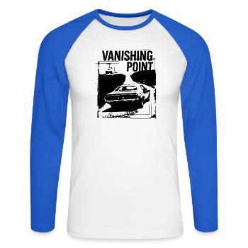 Verschwindungspunkt - Unisex Baseballshirt langarm - Weiß/Royalblau - Vorne - Nik (191cm)