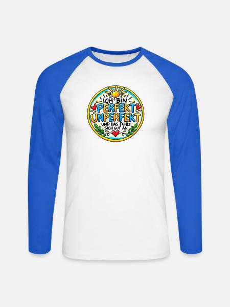 Perfekt-unperfekt - Unisex Baseballshirt langarm - Weiß/Royalblau