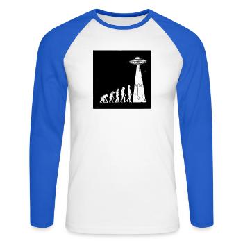  Evolution Mensch Zu Alien Ufo Entführung Science - Unisex Baseballshirt langarm - Weiß/Royalblau - Vorne - Nik (191cm)