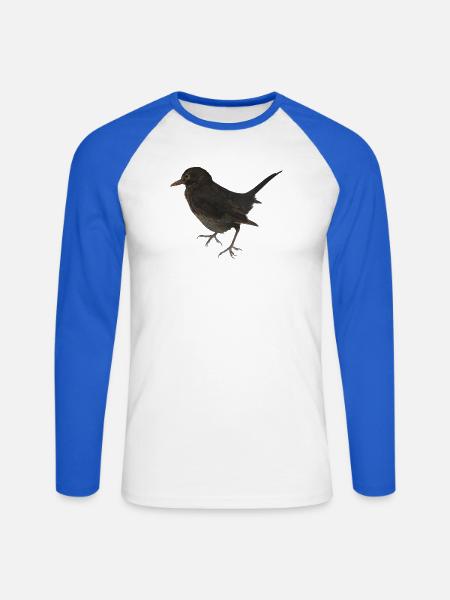 Amsel - Unisex Baseballshirt langarm - Weiß/Royalblau