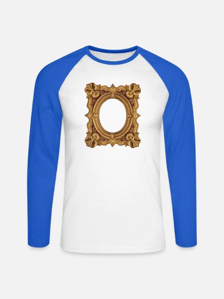 Goldener Bilderrahmen - Unisex Baseballshirt langarm - Weiß/Royalblau