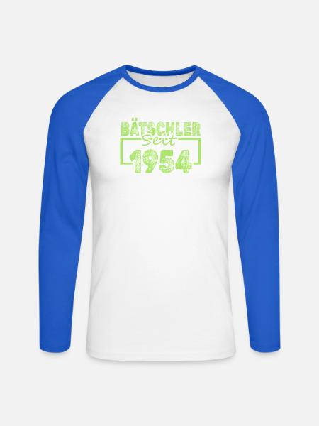 1954 - Unisex Baseballshirt langarm - Weiß/Royalblau