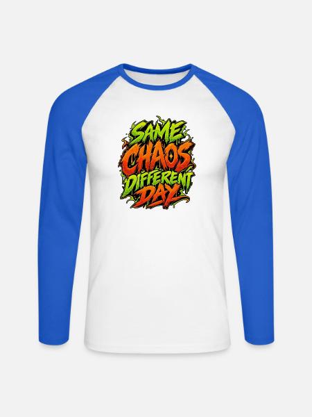 Same Chaos Different Day - Unisex Baseballshirt langarm - Weiß/Royalblau