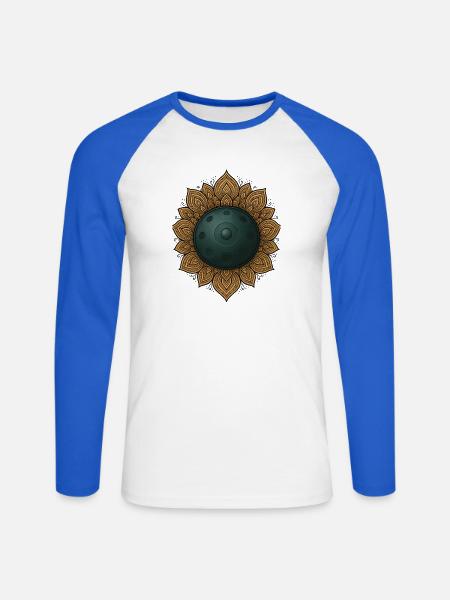Handpan Mandala Klangmeditation Achtsamkeit - Unisex Baseballshirt langarm - Weiß/Royalblau