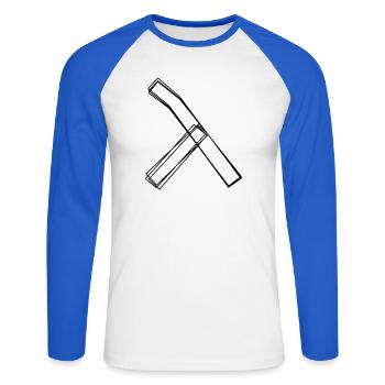 Griechischer Buchstabe Lambda handgezeichnet - Unisex Baseballshirt langarm - Weiß/Royalblau - Vorne - Nik (191cm)