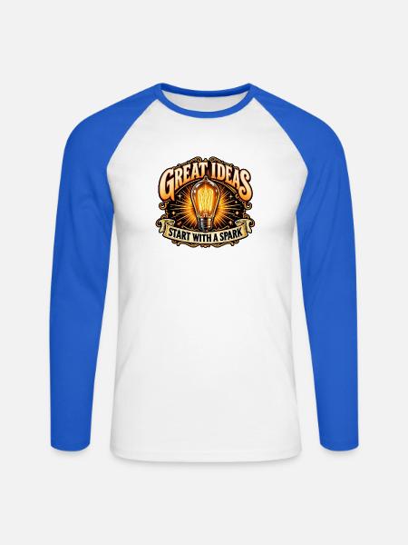 Große Ideen Beginnen Mit Funken - Unisex Baseballshirt langarm - Weiß/Royalblau