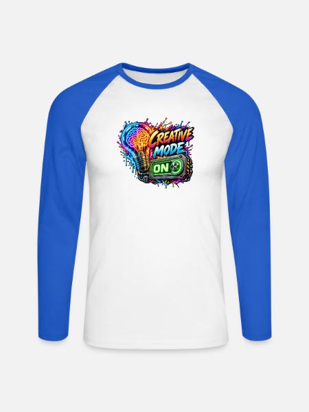 Kreativer Modus Neon Druck - Unisex Baseballshirt langarm - Weiß/Royalblau