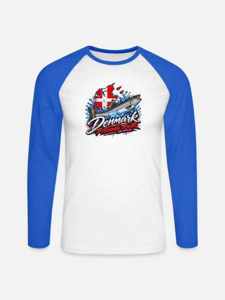 Fishing Tour Denmark - Unisex Baseballshirt langarm - Weiß/Royalblau