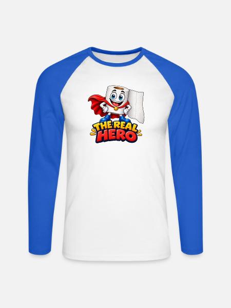 Lustiger Toilettenpapier-Held - Unisex Baseballshirt langarm - Weiß/Royalblau