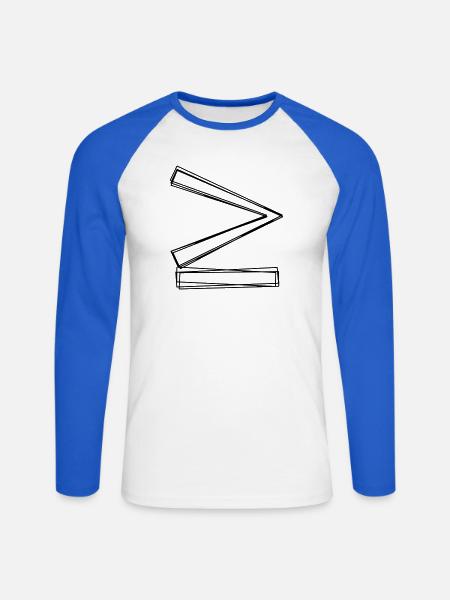 Größer gleich handgezeichnet - Unisex Baseballshirt langarm - Weiß/Royalblau