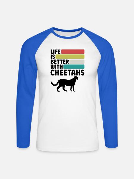 Life Is Better With Cheetahs - Unisex Baseballshirt langarm - Weiß/Royalblau