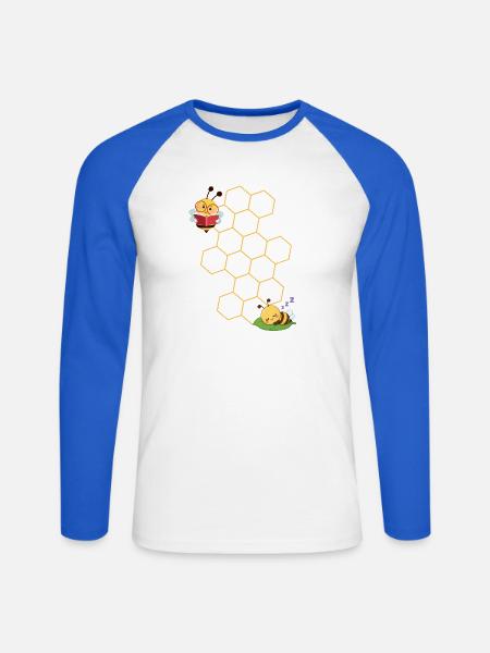 Bee - Unisex Baseballshirt langarm - Weiß/Royalblau