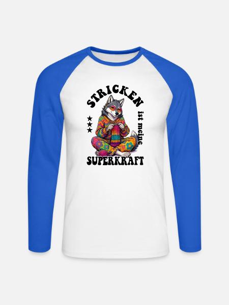 Stricken Strickerin Stricker - Unisex Baseballshirt langarm - Weiß/Royalblau