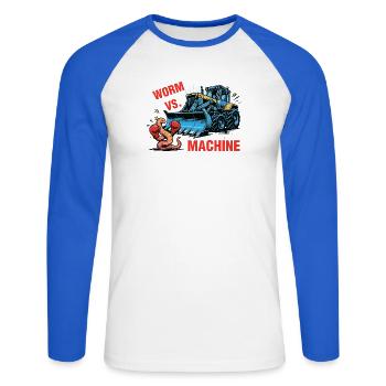 Worm vs Machine Robak Kontra Maszyna - Unisex Baseballshirt langarm - Weiß/Royalblau - Vorne - Nik (191cm)