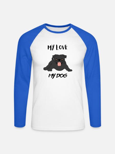 Schwarzer Welpe, mein Schatz - Unisex Baseballshirt langarm - Weiß/Royalblau