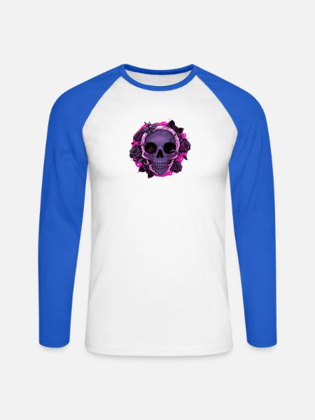 Rosen und Vergänglichkeit - Unisex Baseballshirt langarm - Weiß/Royalblau