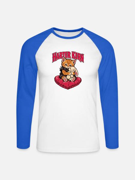 Harter Kern - Unisex Baseballshirt langarm - Weiß/Royalblau