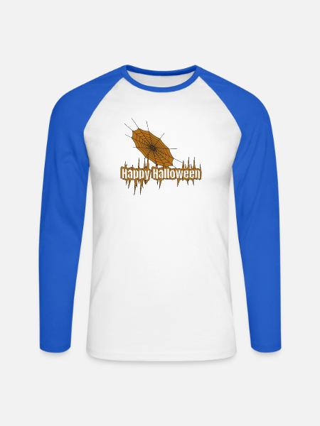 Happy Halloween Spiderweb Logo - Unisex Baseballshirt langarm - Weiß/Royalblau