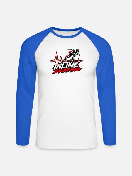Inline Skating Herzschlag – Skating - Unisex Baseballshirt langarm - Weiß/Royalblau