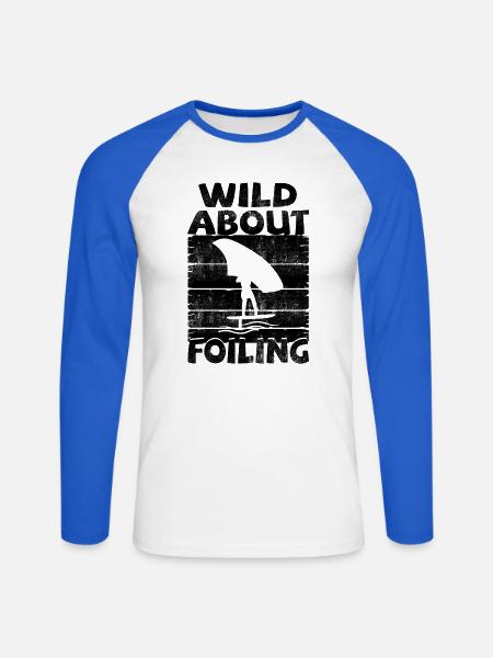 Wild about Foiling - Unisex Baseballshirt langarm - Weiß/Royalblau