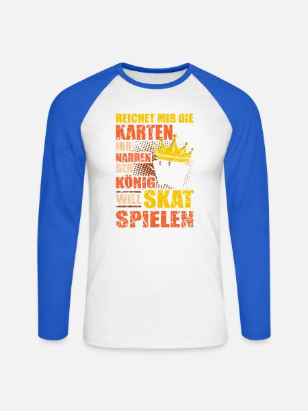 Skat Spieler Skat Club Skate Turnier Kartenspiel - Unisex Baseballshirt langarm - Weiß/Royalblau