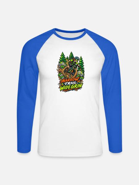 Narrow Trail, Wide Grin - Unisex Baseballshirt langarm - Weiß/Royalblau