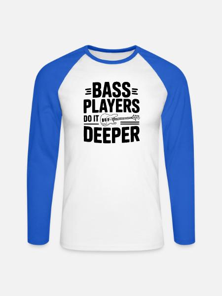Bassisten machen es tiefer - Unisex Baseballshirt langarm - Weiß/Royalblau
