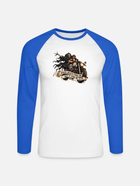 May death find me alive - Unisex Baseballshirt langarm - Weiß/Royalblau