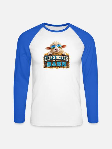 Leben Besser im Stall - Unisex Baseballshirt langarm - Weiß/Royalblau