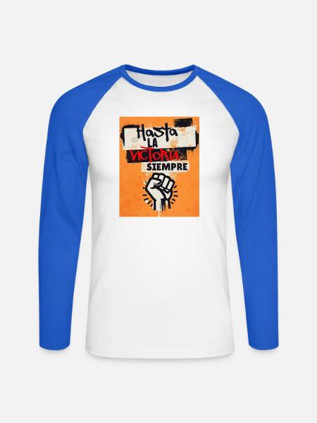 La victoria - Unisex Baseballshirt langarm - Weiß/Royalblau