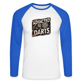 Addicted To Darts Dartspiel Pfeile Und Dartscheibe - Unisex Baseballshirt langarm - Weiß/Royalblau - Vorne - Nik (191cm)