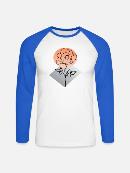 Rosenumrisse vor staubigem Hintergrund - Unisex Baseballshirt langarm - Weiß/Royalblau