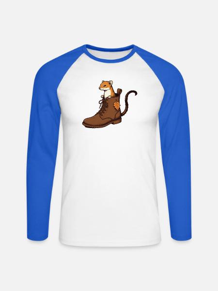 Hermelin im Herbstschuh - Unisex Baseballshirt langarm - Weiß/Royalblau