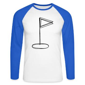 Golffahne handgezeichnet - Unisex Baseballshirt langarm - Weiß/Royalblau - Vorne - Nik (191cm)