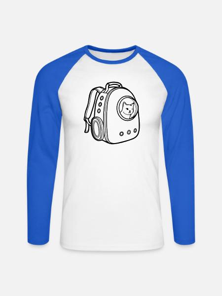 Katzenrucksack Transport Icon - Unisex Baseballshirt langarm - Weiß/Royalblau