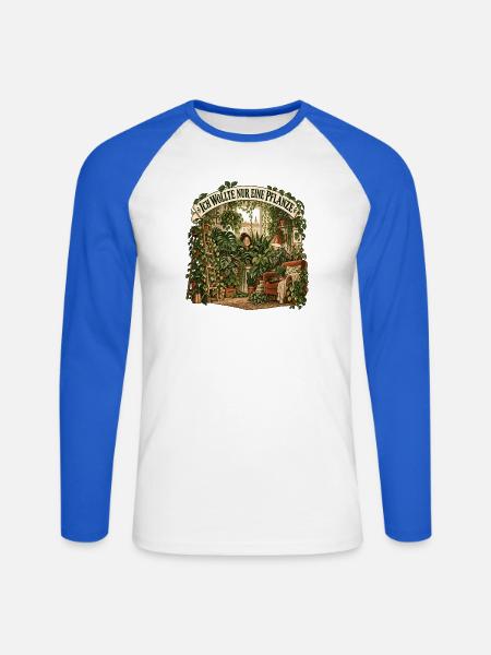 Pflanzendschungel - Unisex Baseballshirt langarm - Weiß/Royalblau