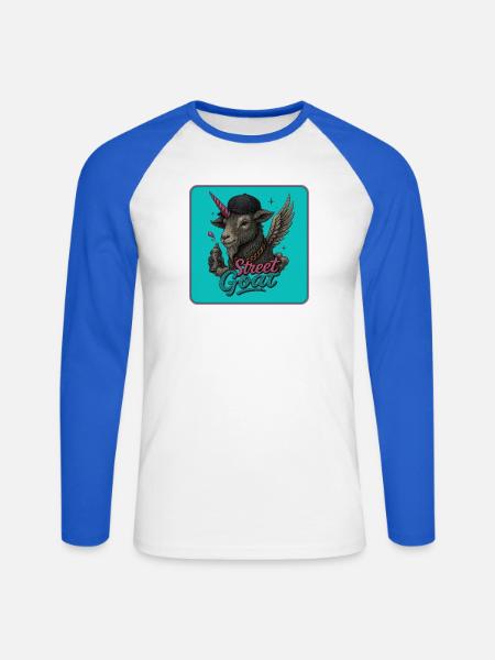 Straßenziege Graffiti Stil - Unisex Baseballshirt langarm - Weiß/Royalblau