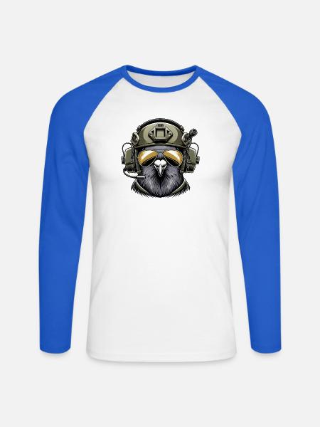 Militär Taube - Unisex Baseballshirt langarm - Weiß/Royalblau
