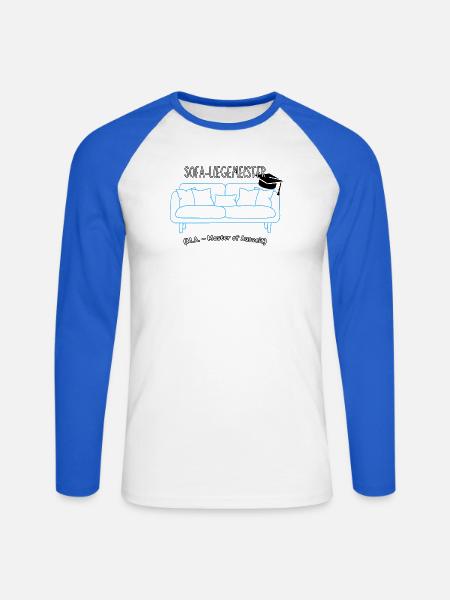 Sofa-Liegemeister: Master der Auszeit - Unisex Baseballshirt langarm - Weiß/Royalblau