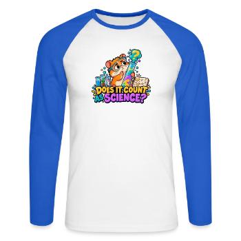 Zählt das als Wissenschaft? - Unisex Baseballshirt langarm - Weiß/Royalblau - Vorne - Nik (191cm)