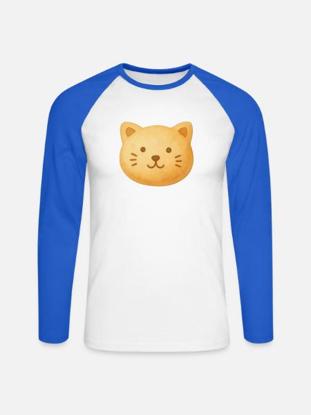 Katzenkuchen-Keks - Unisex Baseballshirt langarm - Weiß/Royalblau