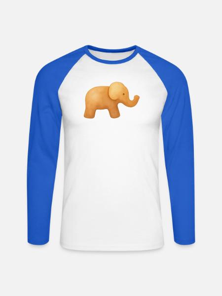 Elefantenkeks - Unisex Baseballshirt langarm - Weiß/Royalblau