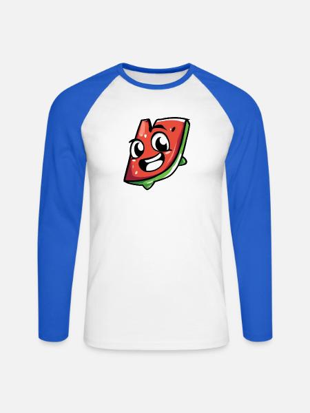 Frech-fröhliche Wassermelonen Scheibe - Unisex Baseballshirt langarm - Weiß/Royalblau