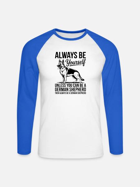 Deutscher Schäferhund Lustige Schäferhund Geschenk - Unisex Baseballshirt langarm - Weiß/Royalblau