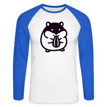 Suesser Hamster Icon - Unisex Baseballshirt langarm - Weiß/Royalblau - Vorne - Nik (191cm)