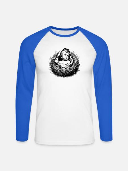 Neugeborener Jesus - Unisex Baseballshirt langarm - Weiß/Royalblau