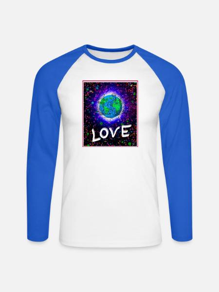 Liebe Kosmos Farbexplosion - Unisex Baseballshirt langarm - Weiß/Royalblau