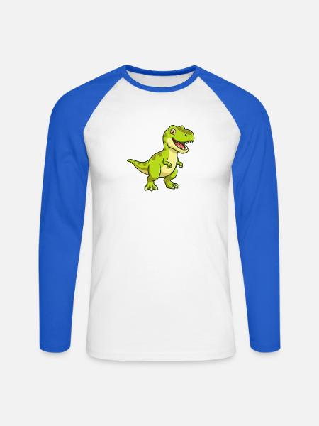 Dino Dinosaurier - Unisex Baseballshirt langarm - Weiß/Royalblau