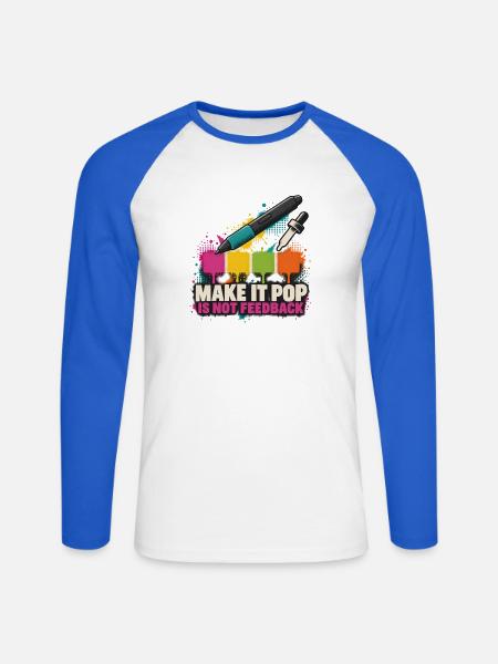 Make It Pop – Kein Feedback - Unisex Baseballshirt langarm - Weiß/Royalblau